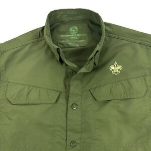 Boy Scouts Of America Shirt Mens Small Green Uniform Short Sleeve Camping Scout